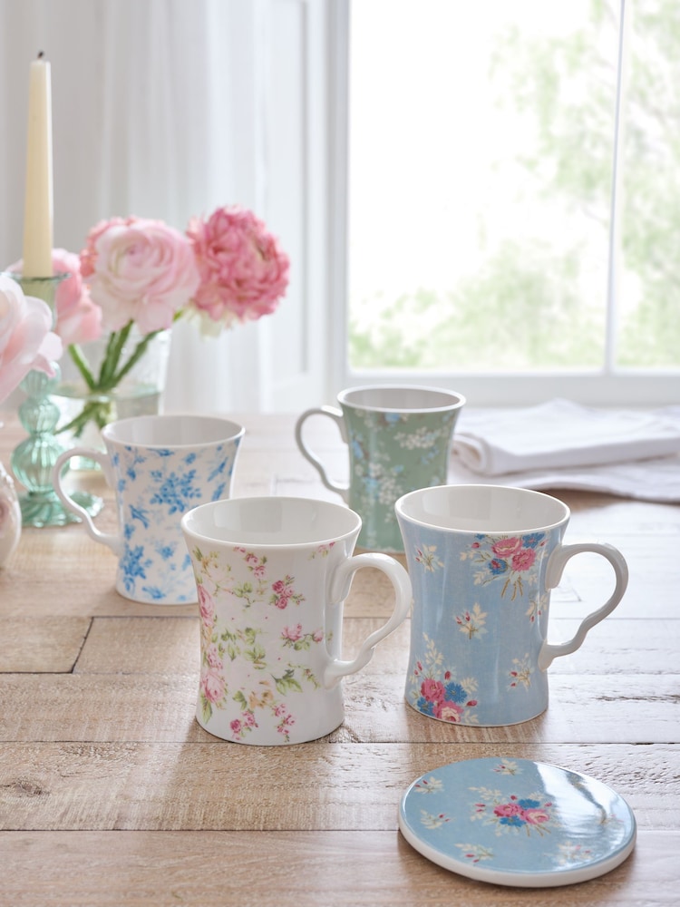 Shabby Chic by Rachel Ashwell® Multi Floral Fine China Set of 4 Mugs - Image 1 of 4