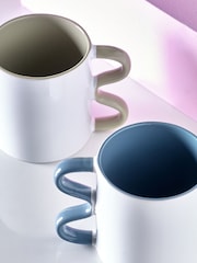 Novogratz 2 Pack White contrast Wiggle Handle Mugs with Slogan - Image 2 of 6