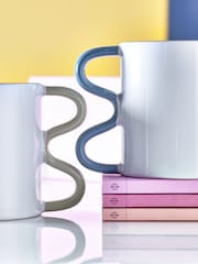 Novogratz 2 Pack White contrast Wiggle Handle Mugs with Slogan - Image 3 of 6