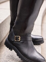 Black Forever Comfort® Buckle Detail Knee High Boots - Image 3 of 8