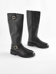 Black Forever Comfort® Buckle Detail Knee High Boots - Image 4 of 8