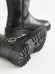 Black Forever Comfort® Buckle Detail Knee High Boots - Image 8 of 8