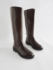 Maro Ciocolată - Cizme până la genunchi Forever Comfort ® Leather Rider - Image 1 of 7