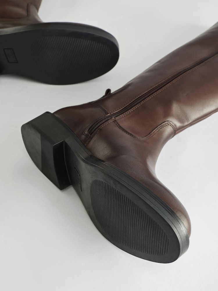 Chocolate Brown Forever Comfort® Leather Rider Knee High Boots - Image 5 of 7