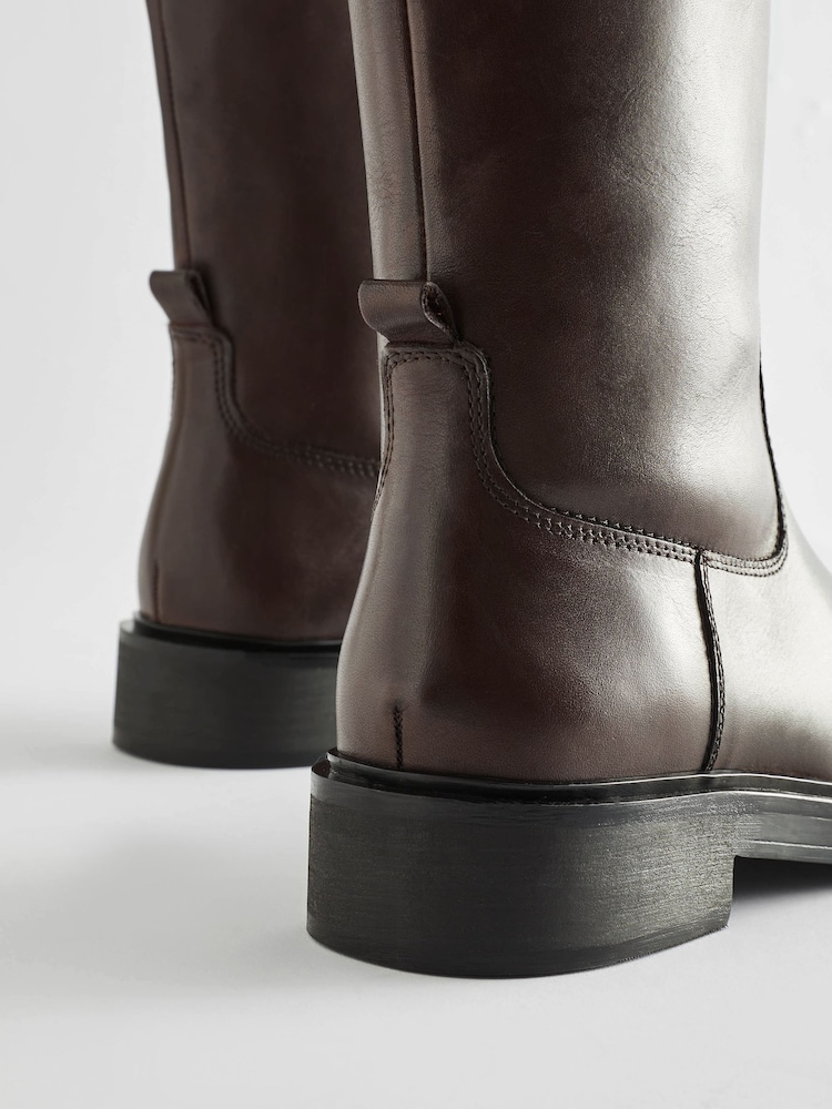 Chocolate Brown Forever Comfort® Leather Rider Knee High Boots - Image 6 of 7