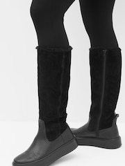 Schwarz - Forever Comfort® Fellimitat Stiefel mit Kunstpelzfutter - Bild 1 von 8