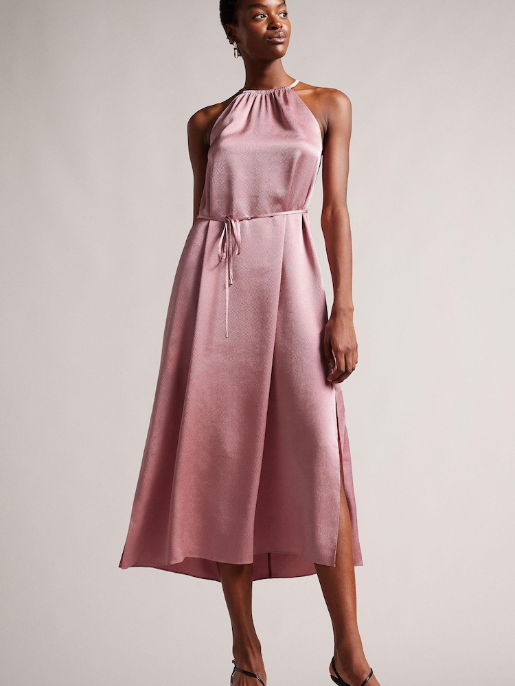 Ted Baker Pink Roxiey Halterneck Midi Dress - Image 1 of 5 Ted Baker Pink Roxiey Halterneck Midi Dress - Image 1 of 5