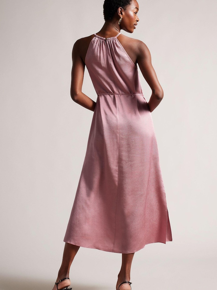 Ted Baker Pink Roxiey Halterneck Midi Dress - Image 2 of 5 Ted Baker Pink Roxiey Halterneck Midi Dress - Image 2 of 5
