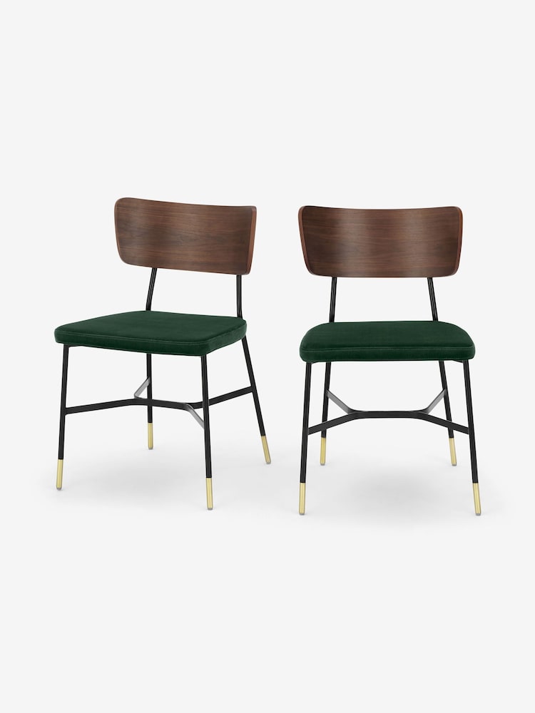 MADE.COM Set of 2 Green Amalyn Dining Chairs in Velvet - Image 2 of 4