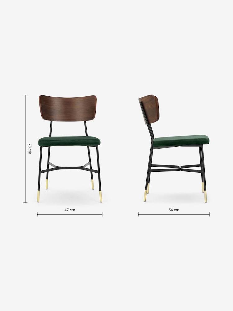 MADE.COM Set of 2 Green Amalyn Dining Chairs in Velvet - Image 4 of 4