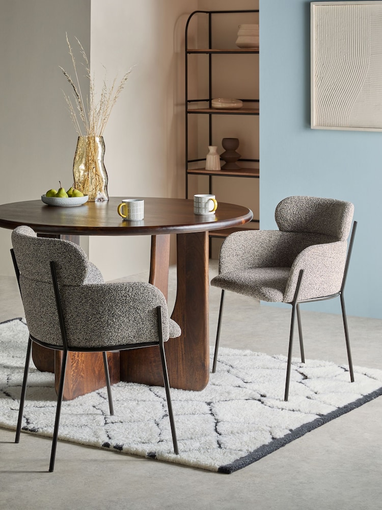 MADE.COM Grey Marl Boucle Ezra Dining Chair - Image 1 of 6