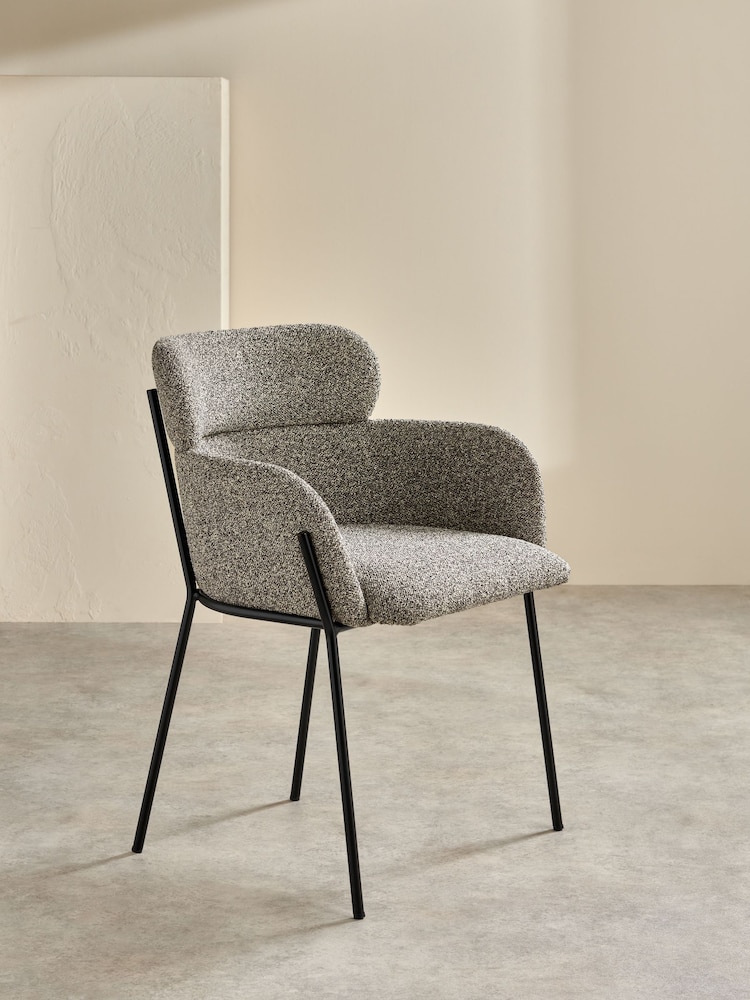 MADE.COM Grey Marl Boucle Ezra Dining Chair - Image 2 of 6