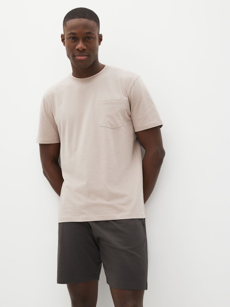 Green/Navy Blue/Bone Cream - 100% Cotton Jersey Pyjamas Shorts Set 3 Pack - Image 10 of 14