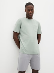 Green/Navy Blue/Bone Cream 100% Cotton Jersey Pyjamas Shorts Set 3 Pack - Image 11 of 14