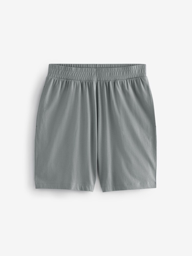Green/Navy Blue/Bone Cream - 100% Cotton Jersey Pyjamas Shorts Set 3 Pack - Image 6 of 14