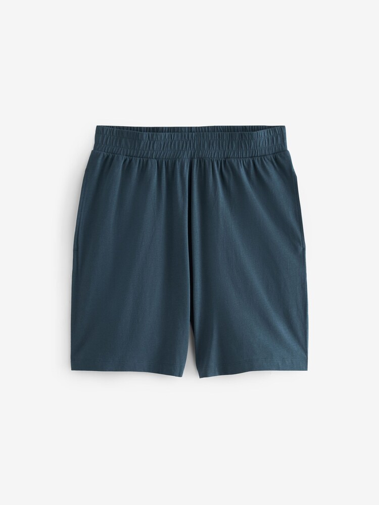 Green/Navy Blue/Bone Cream - 100% Cotton Jersey Pyjamas Shorts Set 3 Pack - Image 7 of 14