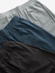 Green/Navy Blue/Bone Cream 100% Cotton Jersey Pyjamas Shorts Set 3 Pack - Image 8 of 14
