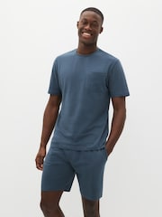 Green/Navy Blue/Bone Cream 100% Cotton Jersey Pyjamas Shorts Set 3 Pack - Image 9 of 14