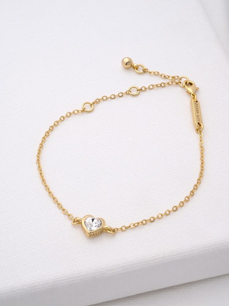 Ted Baker Gold Tone HANSAA: Crystal Heart Adjustable Bracelet - Image 1 of 8 Ted Baker Gold Tone HANSAA: Crystal Heart Adjustable Bracelet - Image 1 of 8