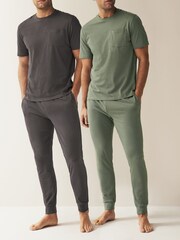 Green/Grey Cuffed Pyjamas 2 Pack - Image 1 of 4