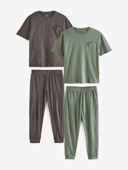 Green/Grey Cuffed Pyjamas 2 Pack - Image 2 of 4