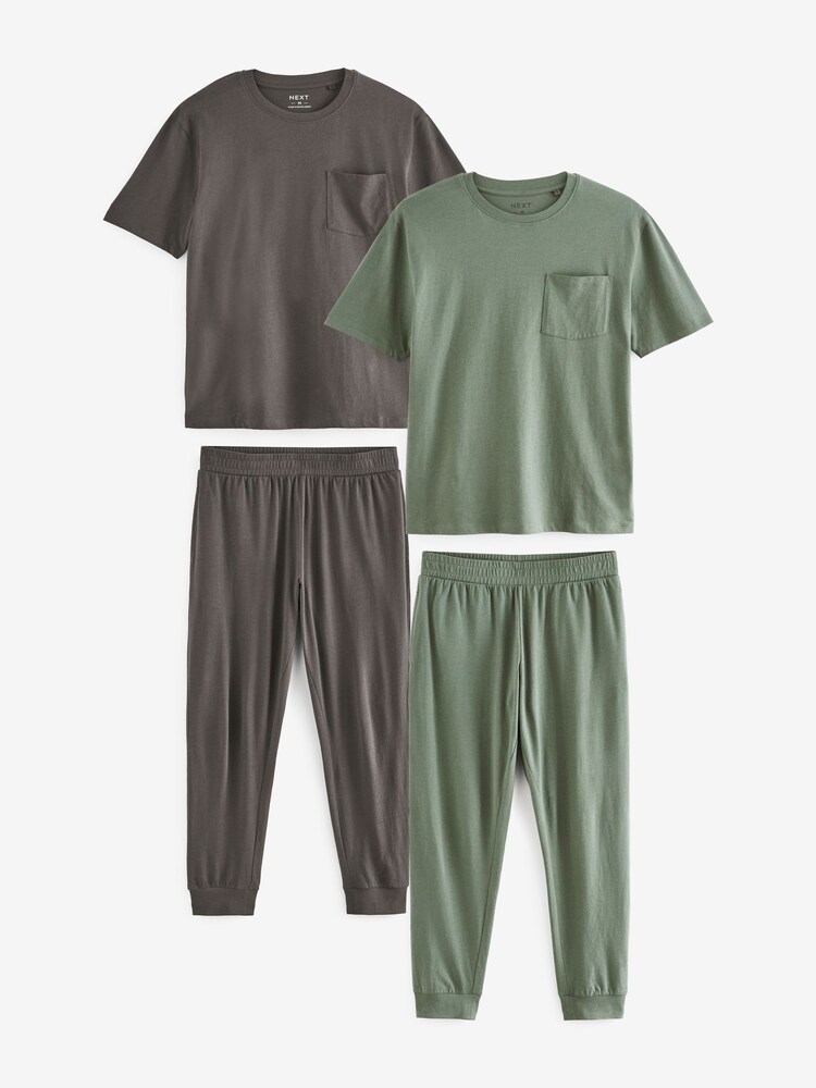 Green/Grey Cuffed Pyjamas 2 Pack - Image 2 of 4
