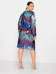 Yours Curve Green London Sequin Ombre Shift Dress - Image 2 of 4