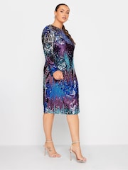 Yours Curve Green London Sequin Ombre Shift Dress - Image 3 of 4