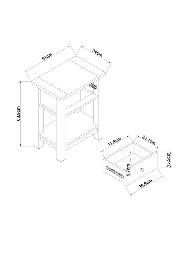Dove Grey Malvern Oak Effect Side Table - Image 11 of 11