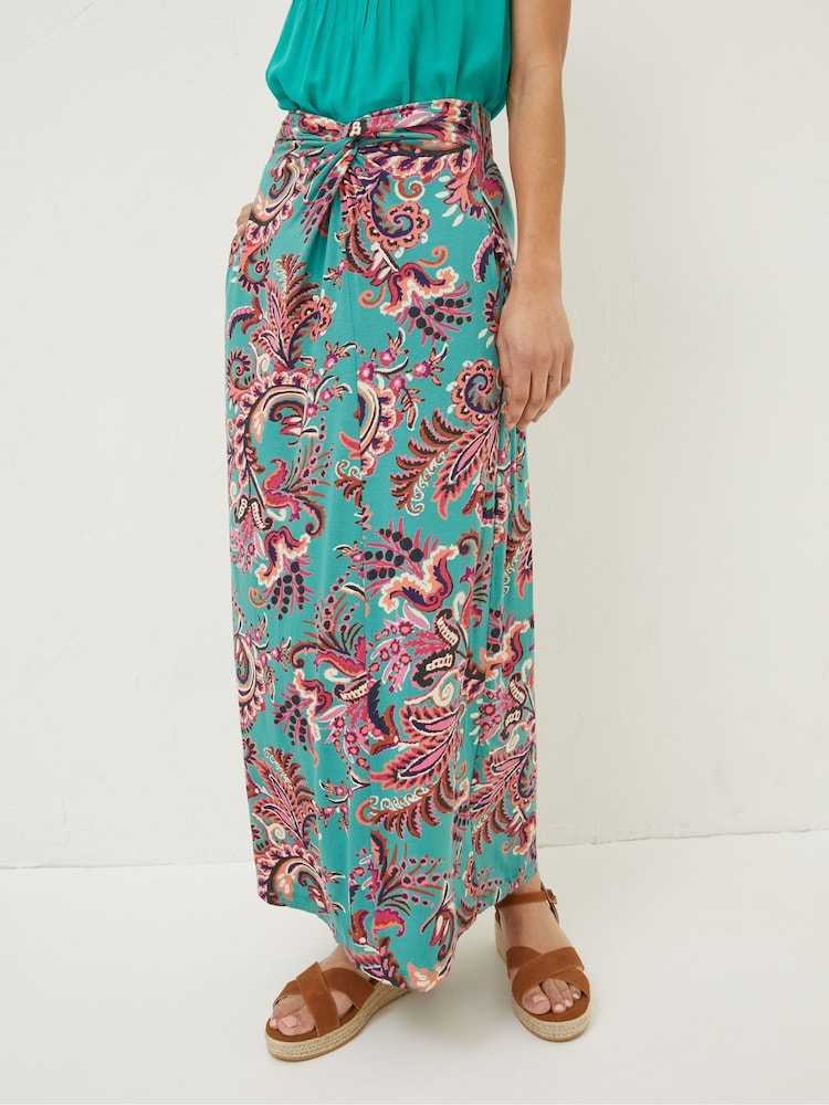 FatFace Green Shona Festival Maxi Skirt - Image 1 of 6