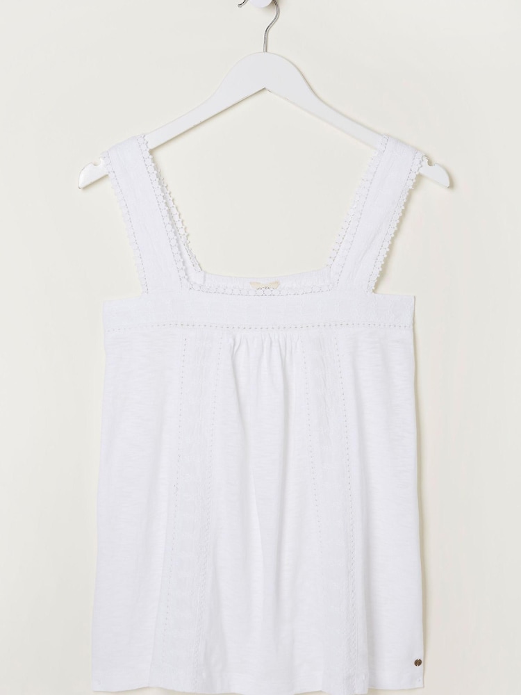FatFace White Embroidered Viv Cami - Image 5 of 5