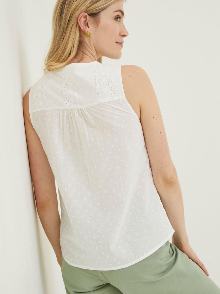 FatFace White Broderie Elianna Cami - Image 2 of 4