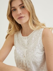 FatFace White Broderie Elianna Cami - Image 3 of 4