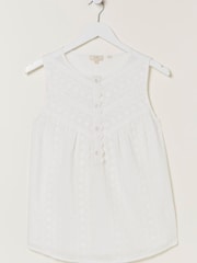 FatFace White Broderie Elianna Cami - Image 4 of 4