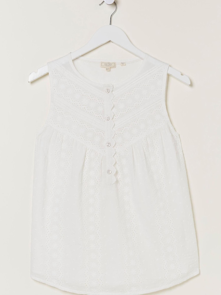 FatFace White Broderie Elianna Cami - Image 4 of 4