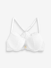 White Push Up Pad Plunge Triple Boost Front Fastening Lace Bra - Image 4 of 4