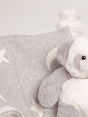Babbico Grey Panda Plush Toy With Moon And Star 100% Cotton Blanket 2 Piece Baby Gift Set - Image 4 of 4