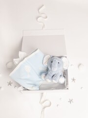 Babbico Blue Elephant Plush 100% Cotton Toy with Blanket 2 Piece Baby Gift Set - Image 3 of 4