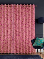 Sara Miller Fuchsia 100% Cotton Little Leaves Made to Measure Curtains - Image 2 of 9