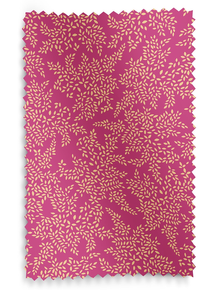 Sara Miller Fuchsia 100% Cotton Little Leaves Made to Measure Curtains - Image 9 of 9