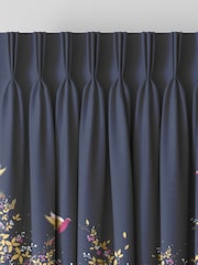 Sara Miller Navy 100% Cotton Hummingbird Border Made to Measure Curtains - Image 5 of 9