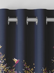 Sara Miller Navy 100% Cotton Hummingbird Border Made to Measure Curtains - Image 7 of 9