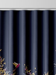 Sara Miller Navy 100% Cotton Hummingbird Border Made to Measure Curtains - Image 8 of 9