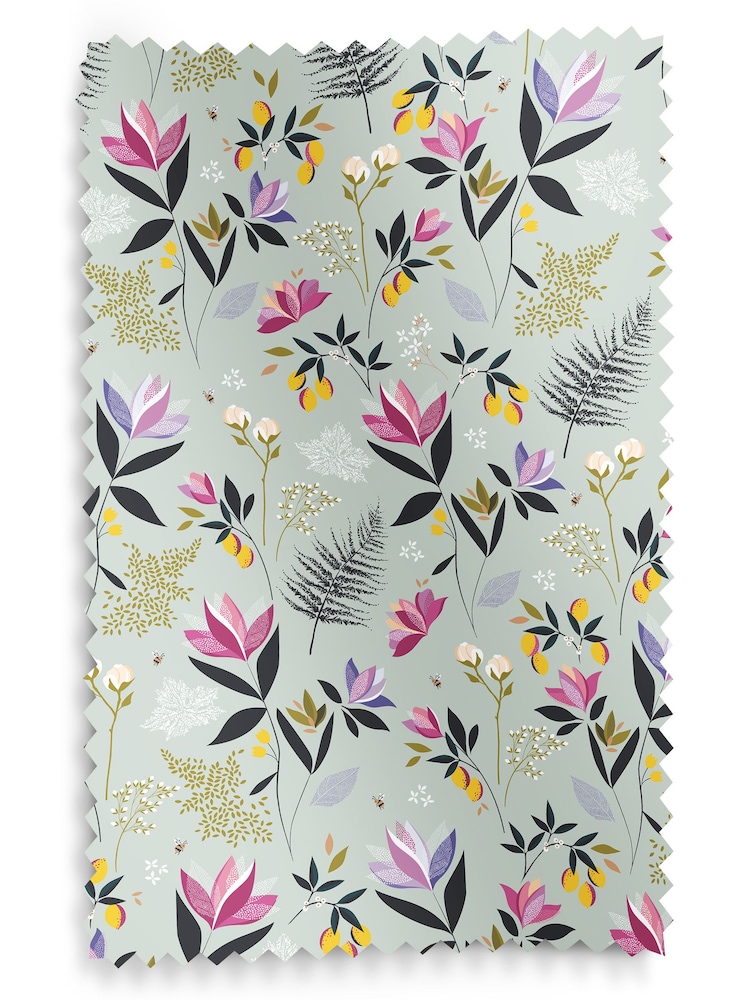 Sara Miller Duck Egg 100% Cotton Orchard Floral Made to Measure Curtains - Image 9 of 9