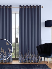 Sara Miller Navy 100% Cotton Wisteria Made to Measure Curtains - Image 1 of 9