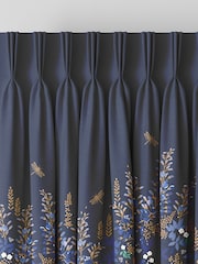 Sara Miller Navy 100% Cotton Wisteria Made to Measure Curtains - Image 5 of 9