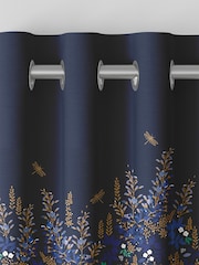 Sara Miller Navy 100% Cotton Wisteria Made to Measure Curtains - Image 7 of 9