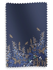 Sara Miller Navy 100% Cotton Wisteria Made to Measure Curtains - Image 9 of 9