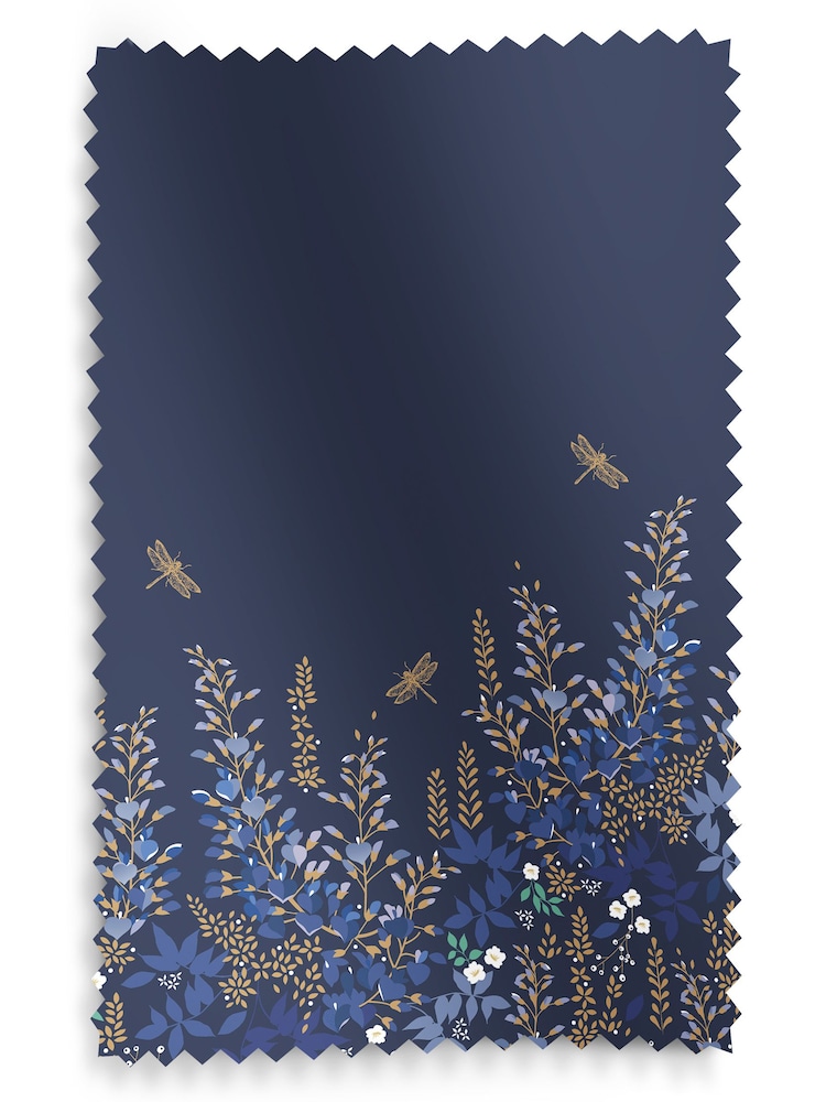 Sara Miller Navy 100% Cotton Wisteria Made to Measure Curtains - Image 9 of 9