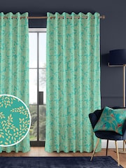 Sara Miller Green Little Leaves Made to Measure Curtains - Image 1 of 9